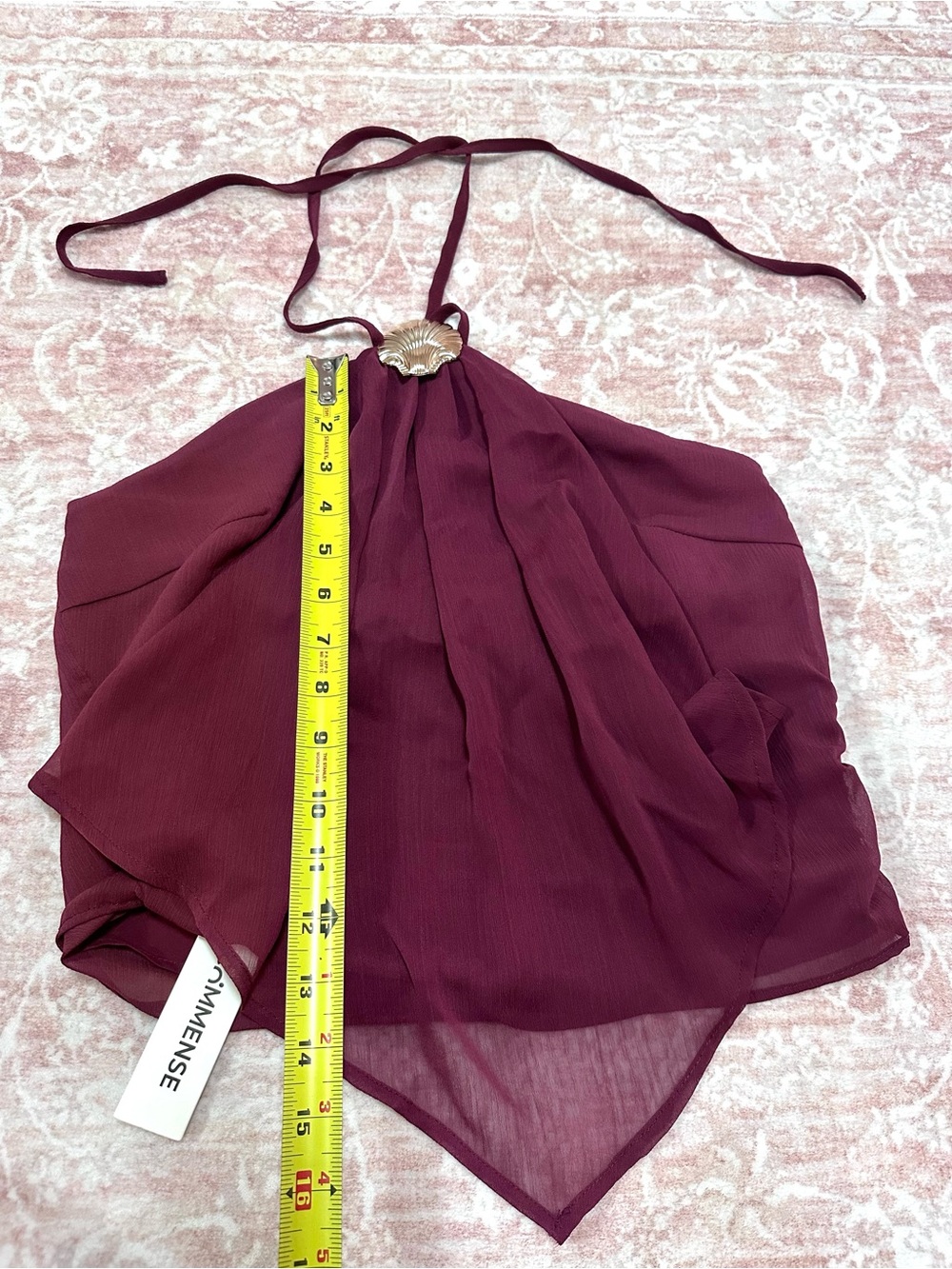 NWT 🥀 Commense Chiffon Halter Top W/ Golden Shell - Picture 9 of 10